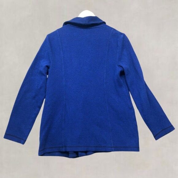 Talbots Jacket Shawl Collar Seaming Detail Half Zip Moto Style Blue Petite Large - Picture 3 of 11